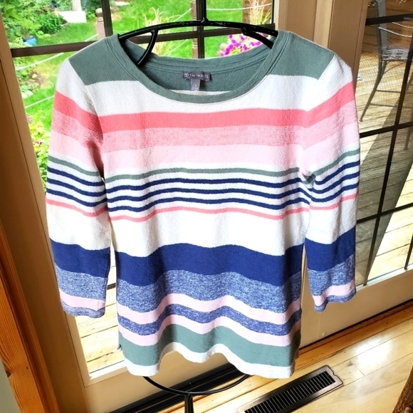 T by Talbots Striped 100% Cotton Long Sleeve Sz. S Top - Picture 1 of 7